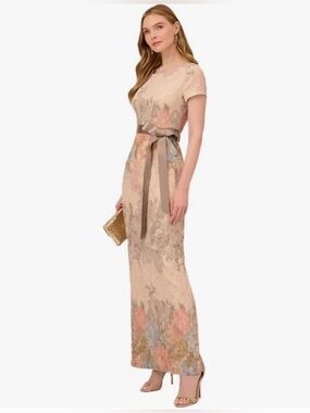 Adrianna Papell Blush Floral Cocktail Gown NWOT Formal Mother of the Bride